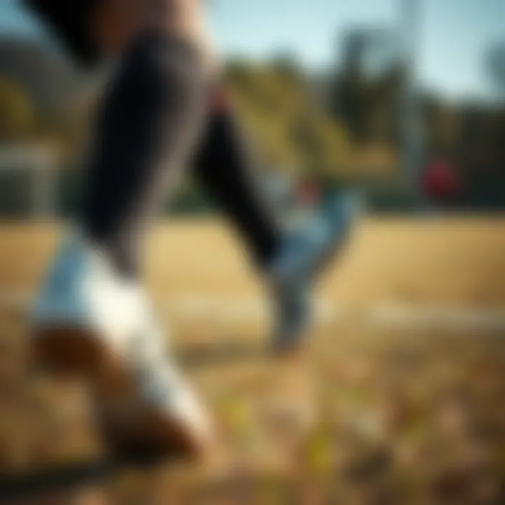 A player in action wearing turf shoes on a field.
