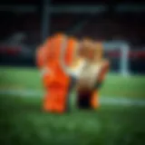 High-performance Puma goalkeeper gloves displayed on a field.