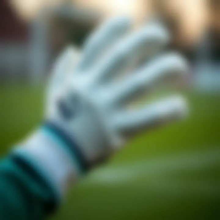 Close-up of the technology used in Puma goalkeeping gloves.