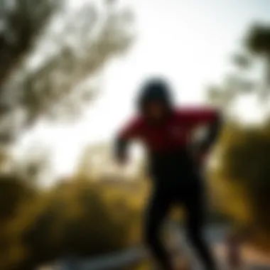 A dynamic outdoor scene featuring a Puma jacket in action