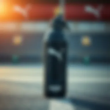 Close-up of the ergonomic design of the Puma water bottle