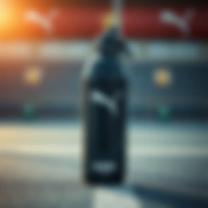 Close-up of the ergonomic design of the Puma water bottle