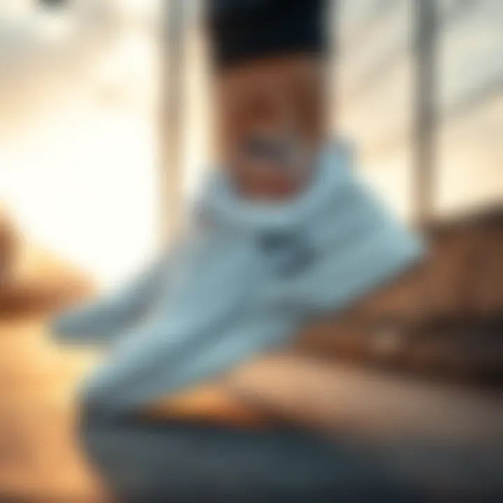 Comfortable fit of Puma white sports shoes in action during workouts