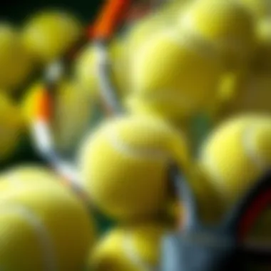 Close-up of high-quality tennis balls and rackets