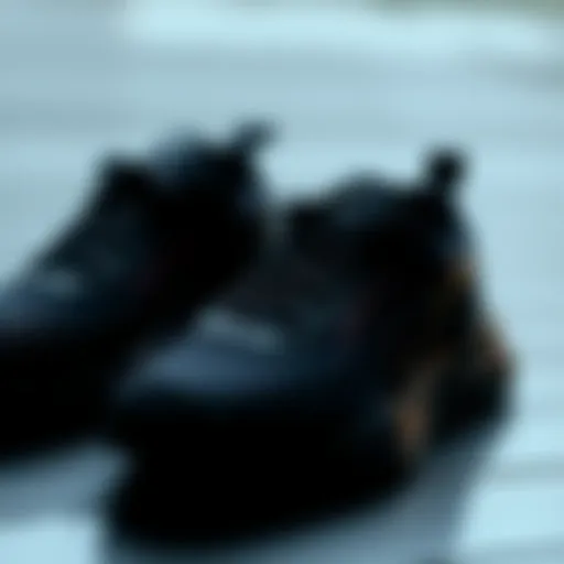 Elegant black sports shoes on a stylish background