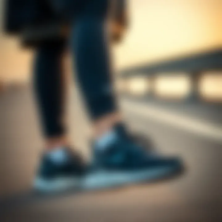 Fashionable outfit paired with chic black sports shoes