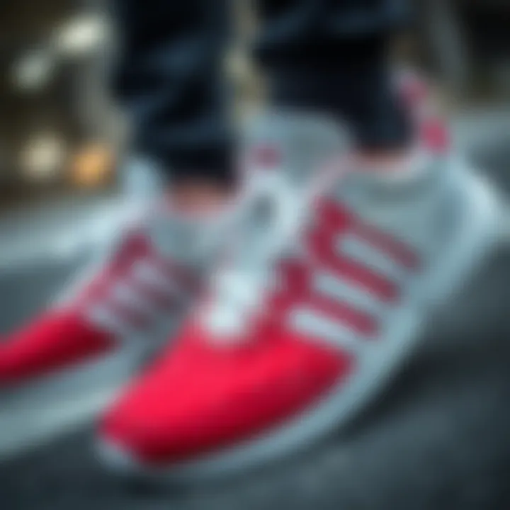 Close-up of Spiderman themed Adidas footwear design