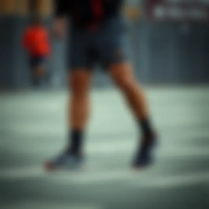 Athletic shorts paired with appropriate footwear