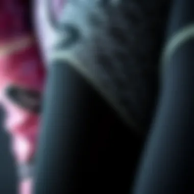 Close-up of different fabric textures of sport leggings displayed elegantly