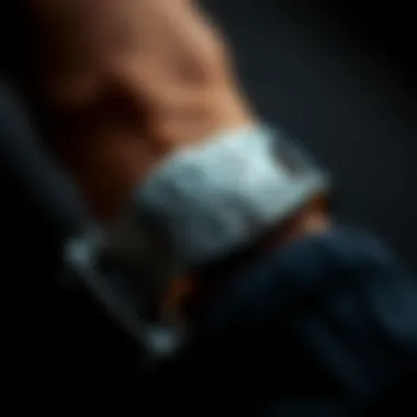 A close-up of a stylish sports bracelet showcasing its intricate design.