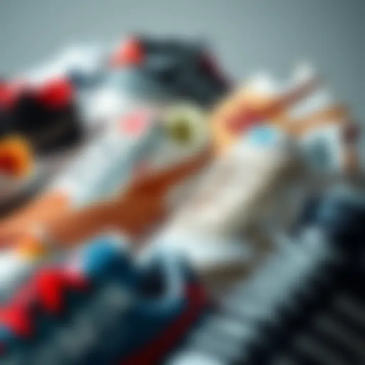 A collection of modern sports shoes showcasing diverse styles and colors