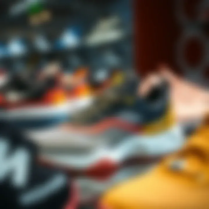 An elegant display of various sports shoes highlighting modern designs