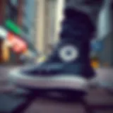 Stylish leather converse shoes in urban environment