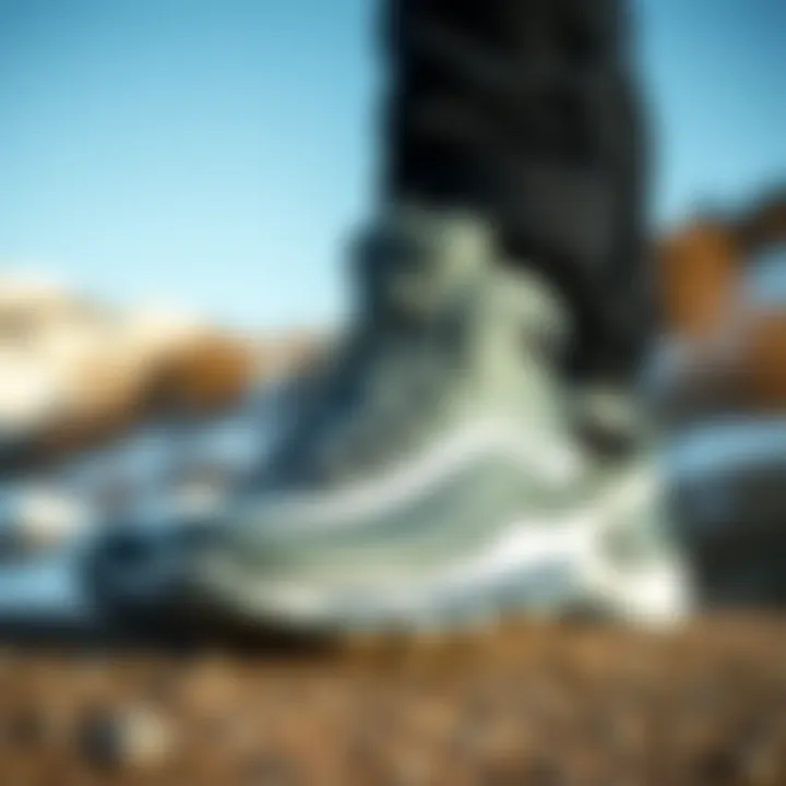 Stylish Footwear for Winter Sports Stylish winter sports footwear with outdoor background