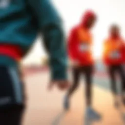 Dynamic athletic ensemble showcasing innovative fabric technology