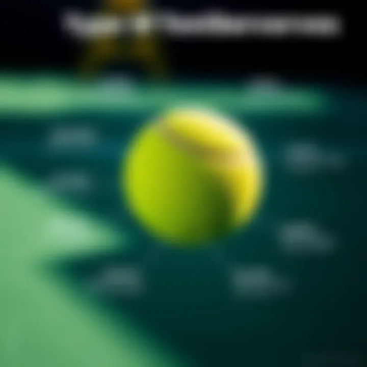 Diagram illustrating different types of tennis serves