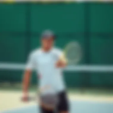 Athlete demonstrating the use of tennis training aids