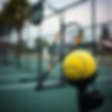 Innovative tennis training equipment displayed outdoors