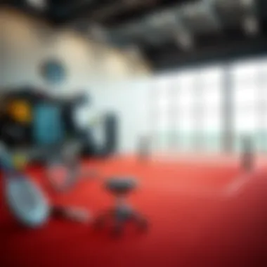 Strategic layout of tennis training gear in a facility