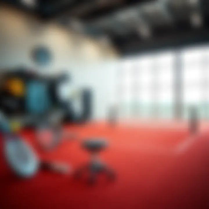 Strategic layout of tennis training gear in a facility