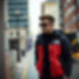 Stylish North Face jacket in an urban setting