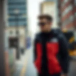 Stylish North Face jacket in an urban setting