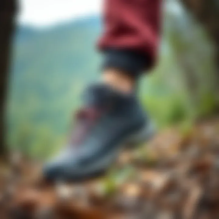 Stylish outdoor footwear in a natural setting