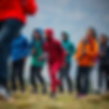 Group of outdoor enthusiasts wearing Timberland fleece during an activity