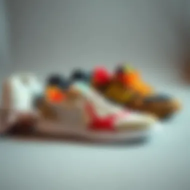 Trendy sports shoes arranged stylishly, representing fashion in athletic wear