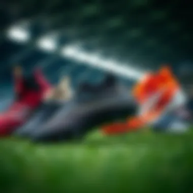 A variety of turf shoes showcasing different designs and features.