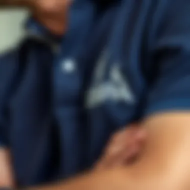 Close-up of USPA polo vest fabric and design