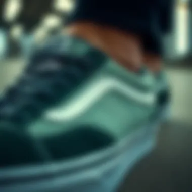Close-up of Vans shoes highlighting their unique design features.