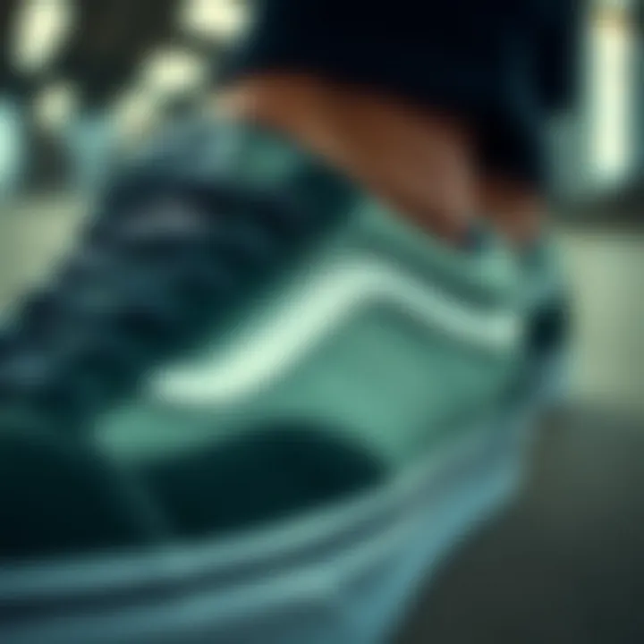 Close-up of Vans shoes highlighting their unique design features.