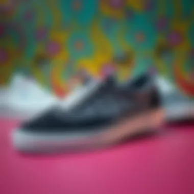 Stylish Vans shoes displayed on a vibrant background.
