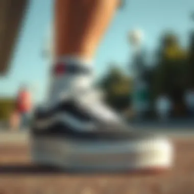 User Experience with Vans Old Skool Platform Happy user wearing Vans Old Skool Platform sneaker outdoors