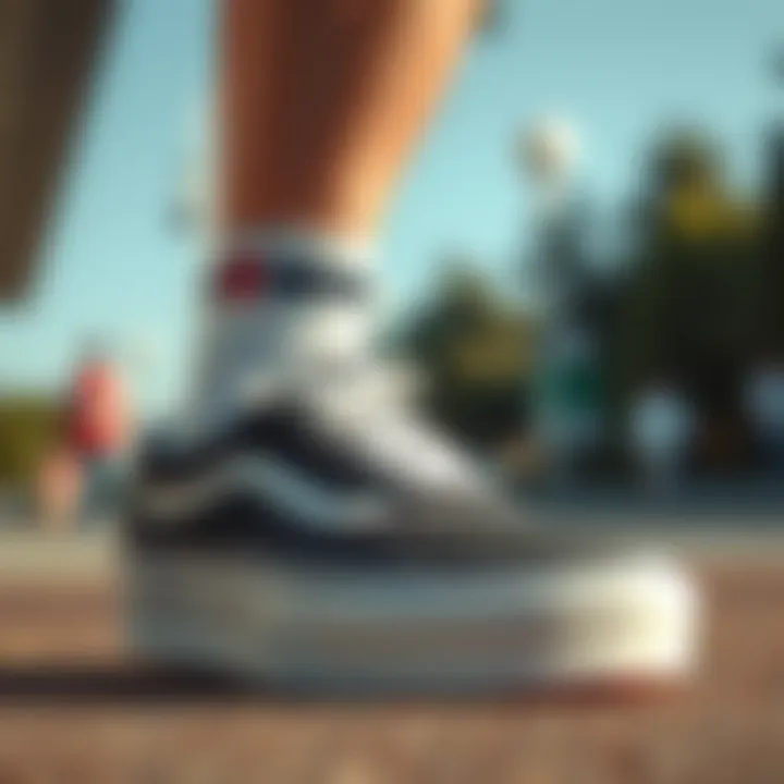 User Experience with Vans Old Skool Platform Happy user wearing Vans Old Skool Platform sneaker outdoors