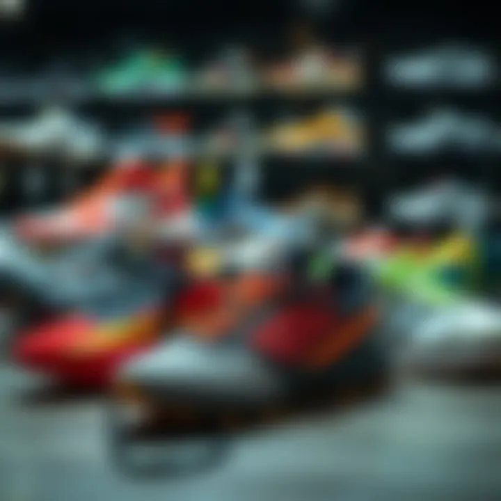 Vibrant display of different sports shoes suitable for various activities